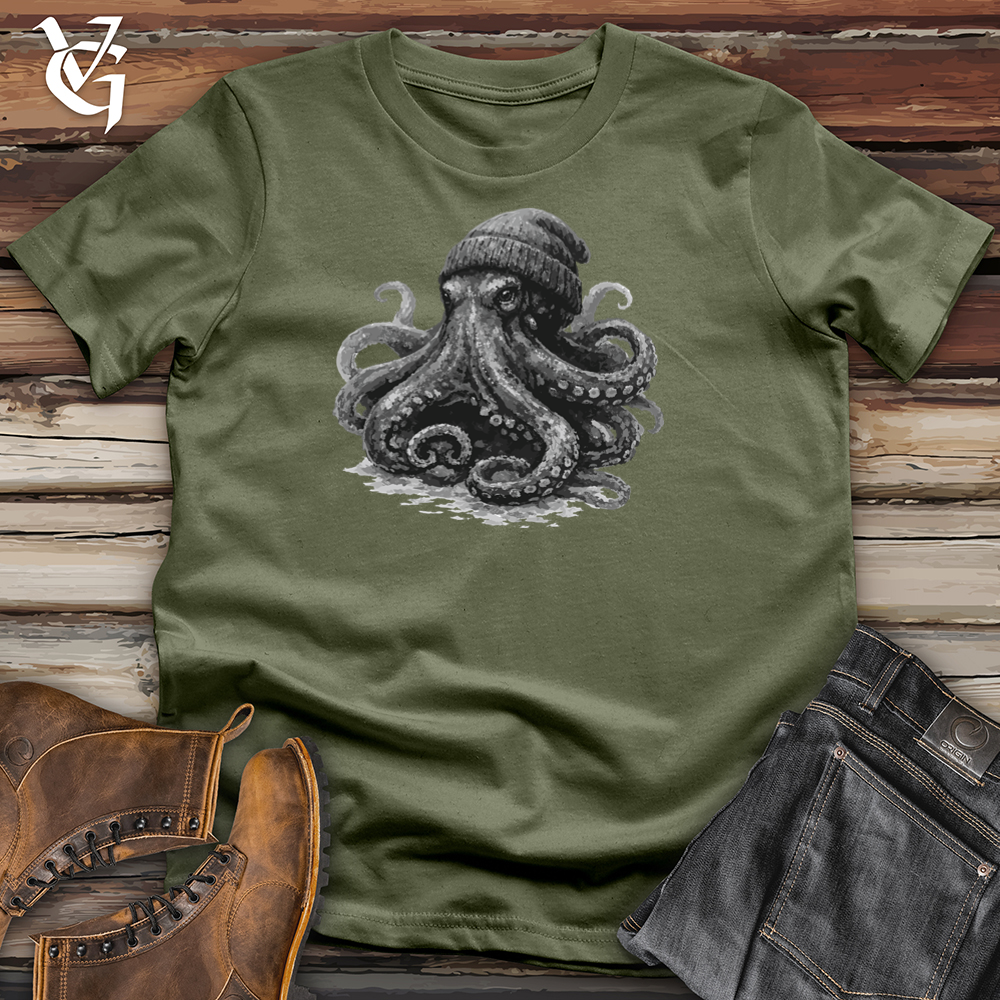 Viking Goods Octopus with Beanie Tee Military Green / L