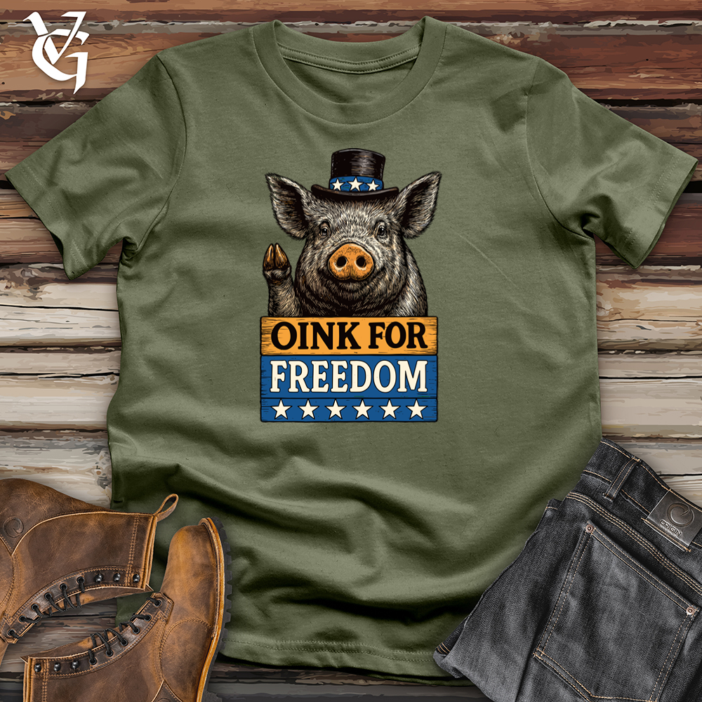 Viking Goods Oink For Freedom Softstyle Tee Military Green / L