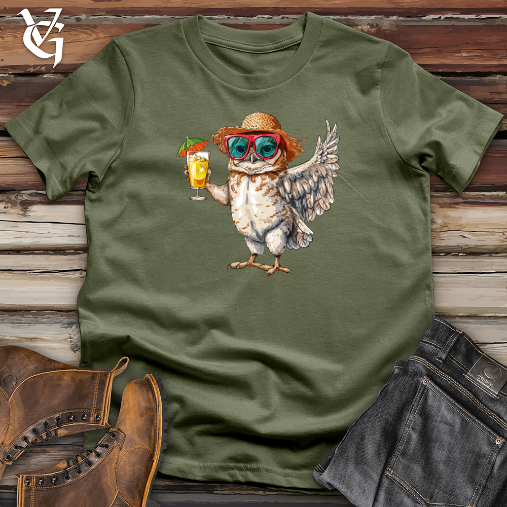 Viking Goods Owl Beach Vacation Softstyle Tee Military Green / L