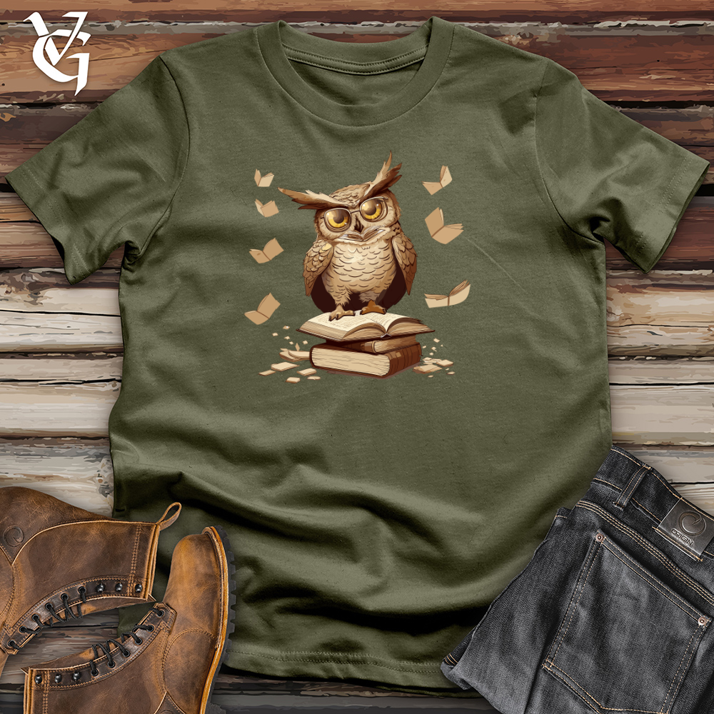 Viking Goods Owl Bookworm Adventure Cotton Tee Military Green / L