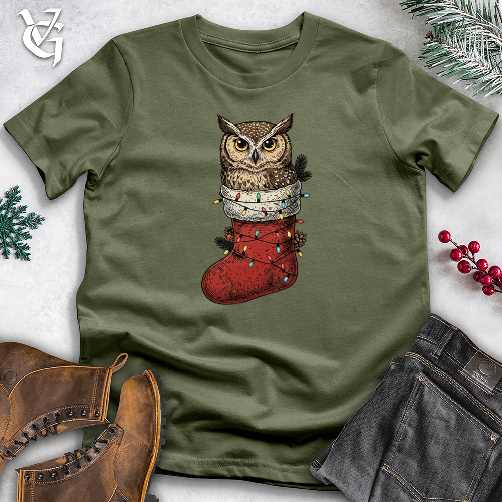 Viking Goods Owl Inside Santa's Sock Softstyle Tee Military Green / L