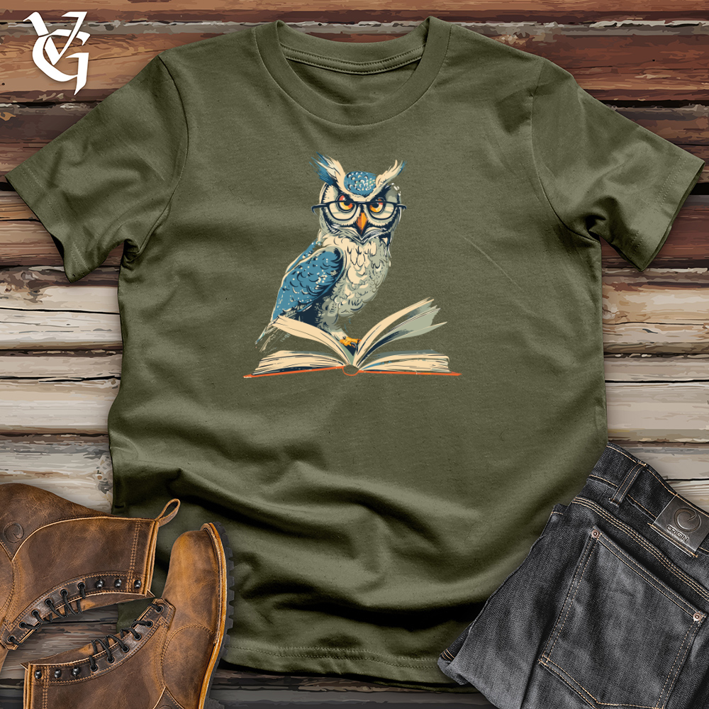 Viking Goods Owl Professor Wisdom Cotton Tee Military Green / L
