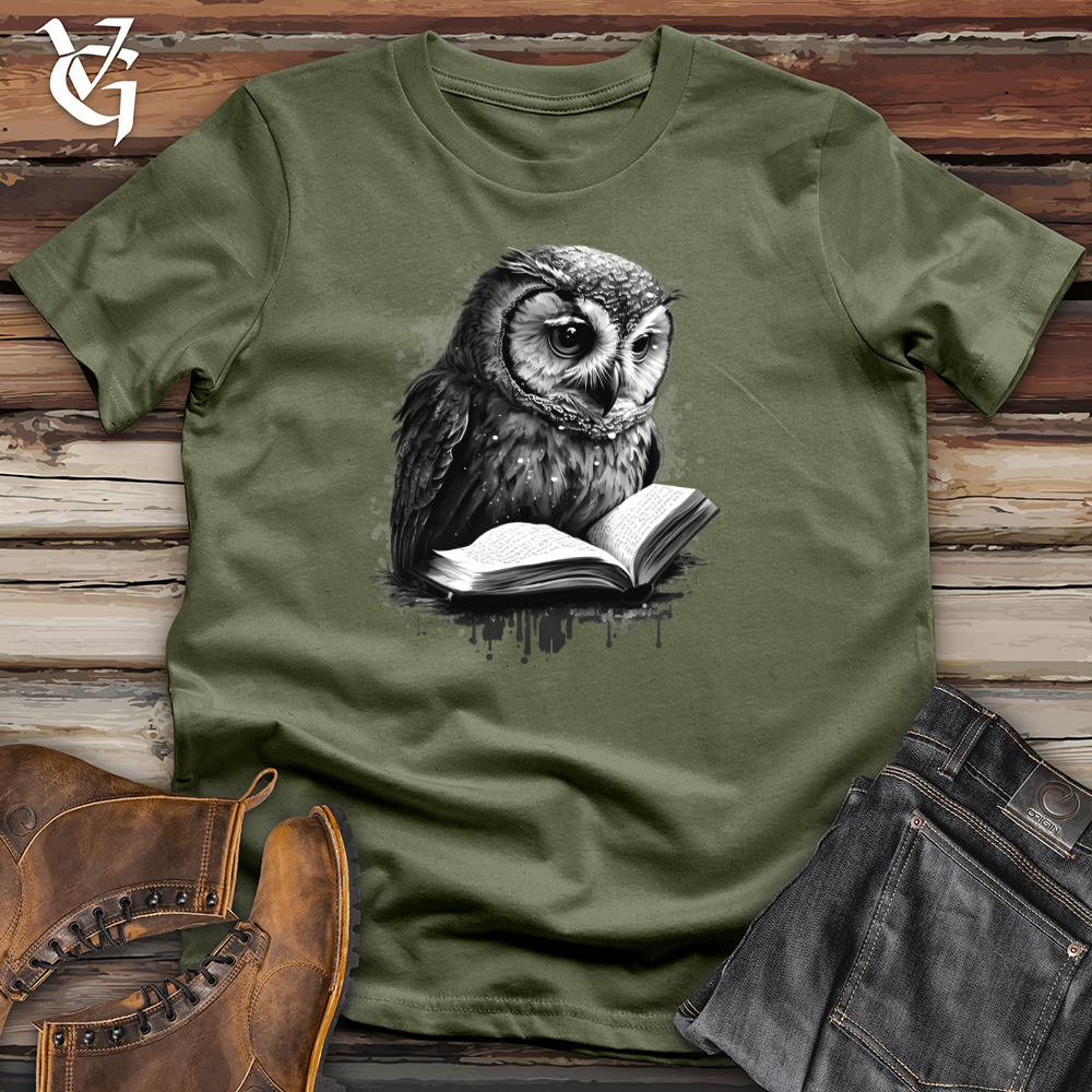 Viking Goods Owl Reading Book Tee Military Green / L