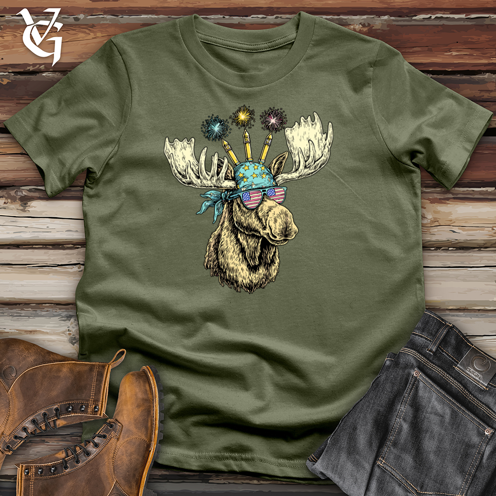 Viking Goods Party Merica Moose Softstyle Tee Military Green / L