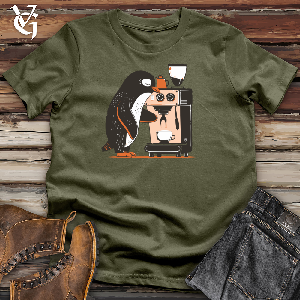 Viking Goods Penguin Barista Brew Cotton Tee Military Green / L