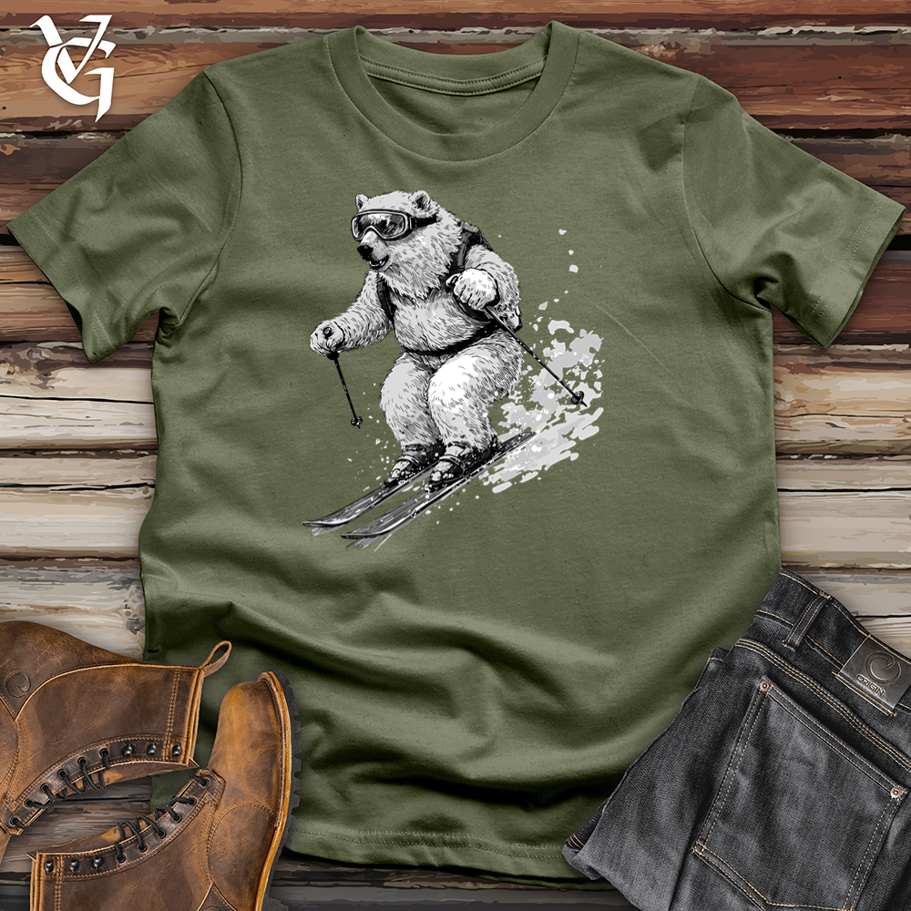 Viking Goods Polar Bear Skiing Tee Military Green / L
