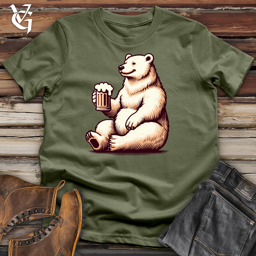 Viking Goods Polar Bear With Mug of Beer Softstyle Tee Military Green / L