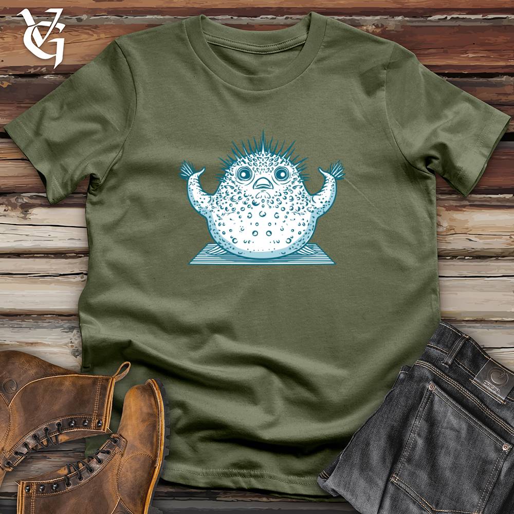 Viking Goods Pufferfish Yoga Pose Softstyle Tee Military Green / L