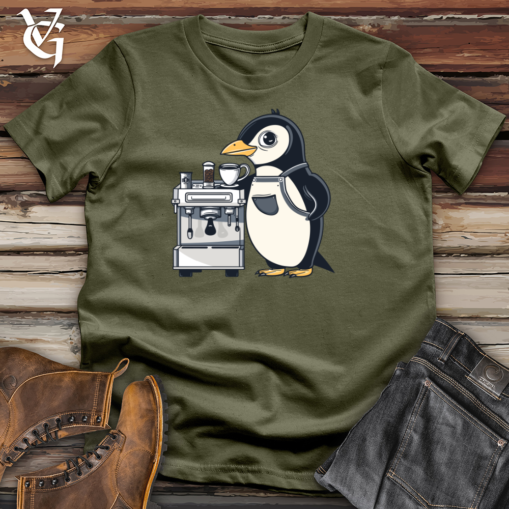 Viking Goods Puffin Coffee Connoisseur Cotton Tee Military Green / L