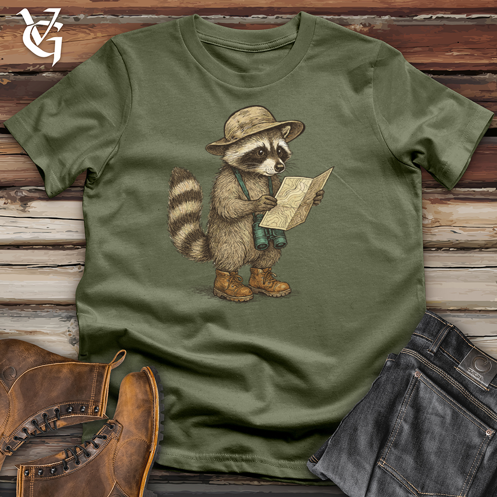 Viking Goods Raccoon Hiker With Map Tee Military Green / L