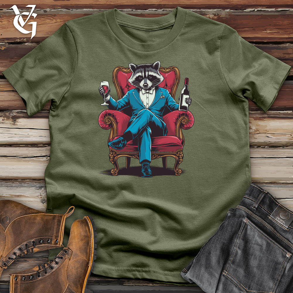 Viking Goods Raccoon With Wine Softstyle Tee Military Green / L