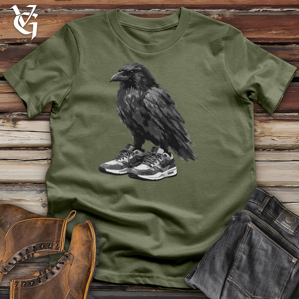 Viking Goods Raven Wearing Shoes Tee Military Green / L