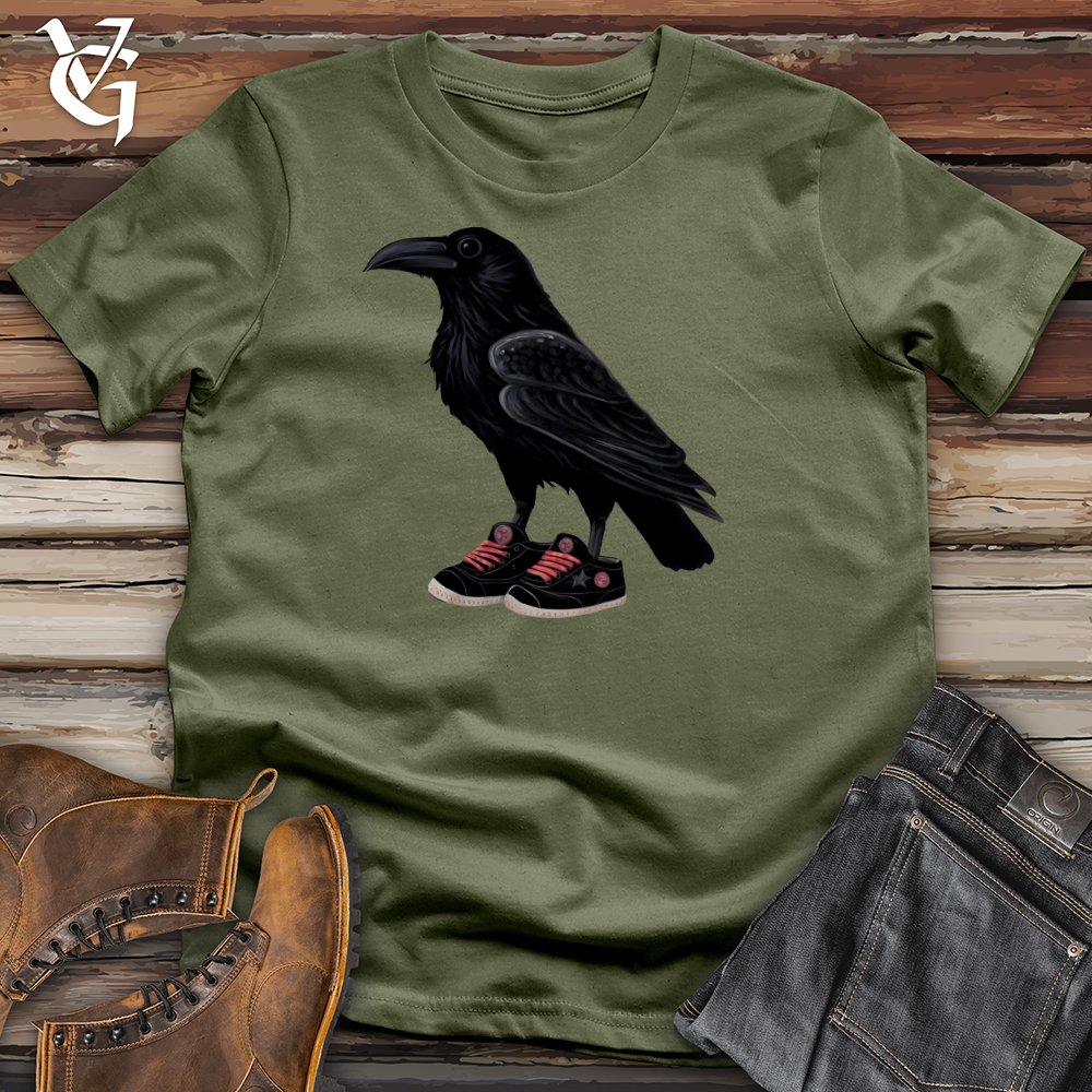Viking Goods Raven Wearing Sneakers Tee Military Green / L