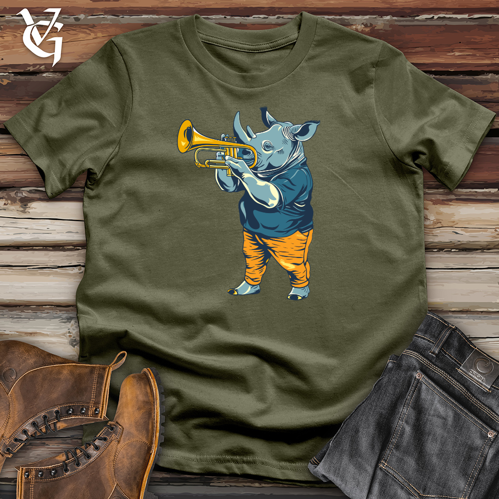 Viking Goods Rhino Playing Trumpet Cotton Tee Military Green / L