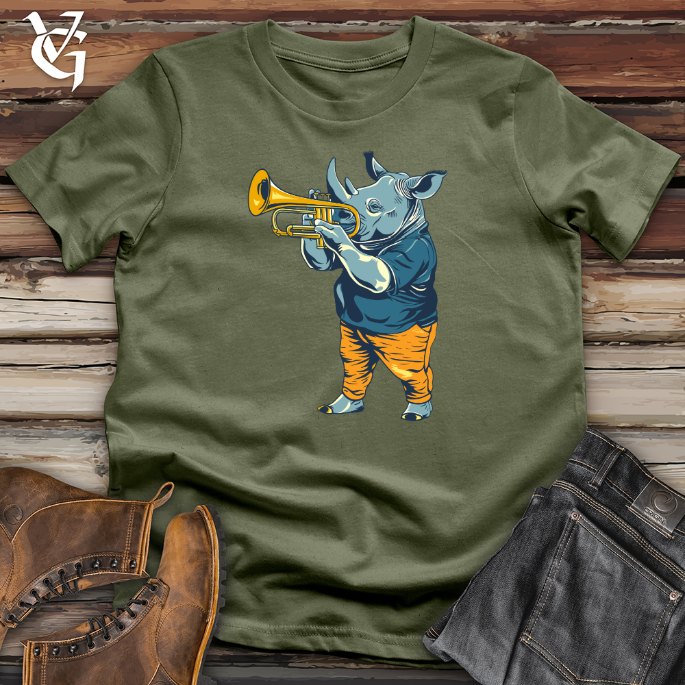 Viking Goods Rhino Playing Trumpet Softstyle Tee Military Green / L