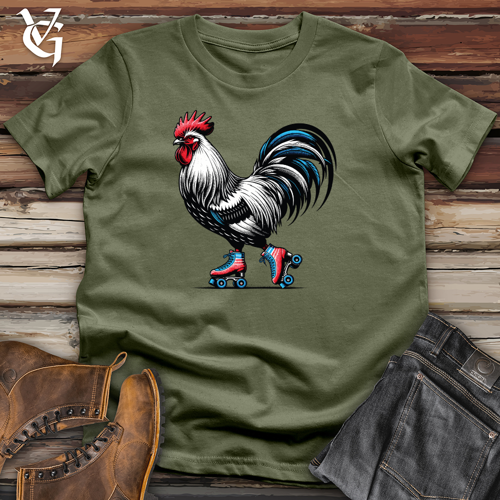 Viking Goods Rooster with Roller Skates Softstyle Tee Military Green / L