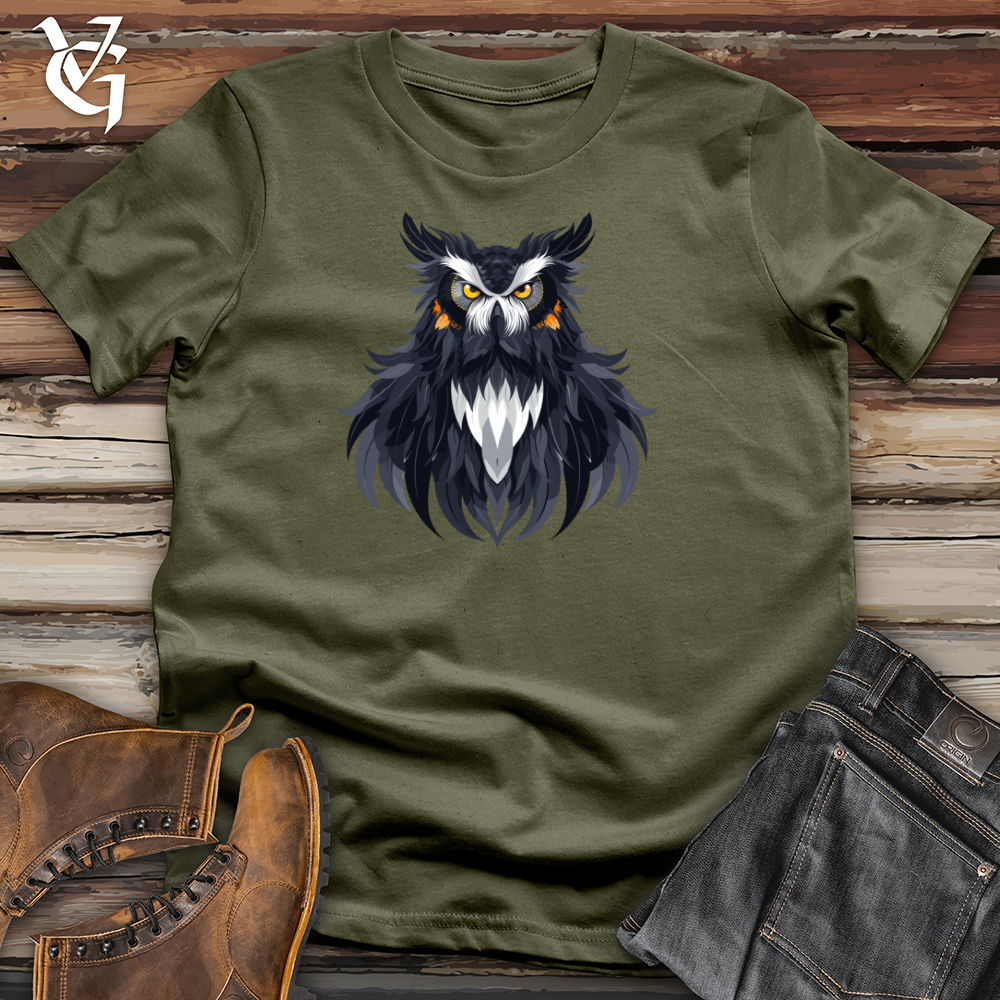 Viking Goods Sage Owl Scrolls Cotton Tee Military Green / L