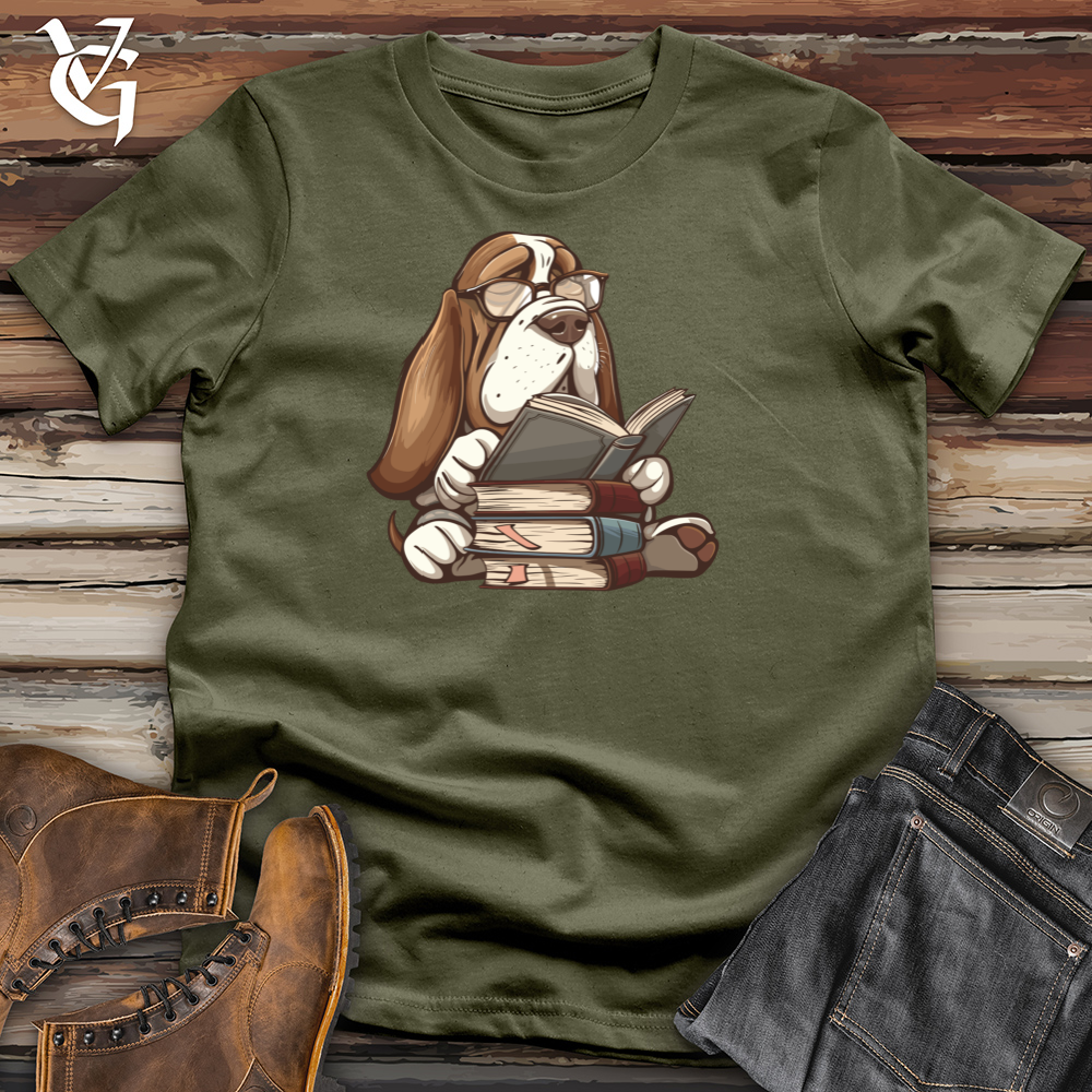 Viking Goods Scholarly Hound Librarian Cotton Tee Military Green / L