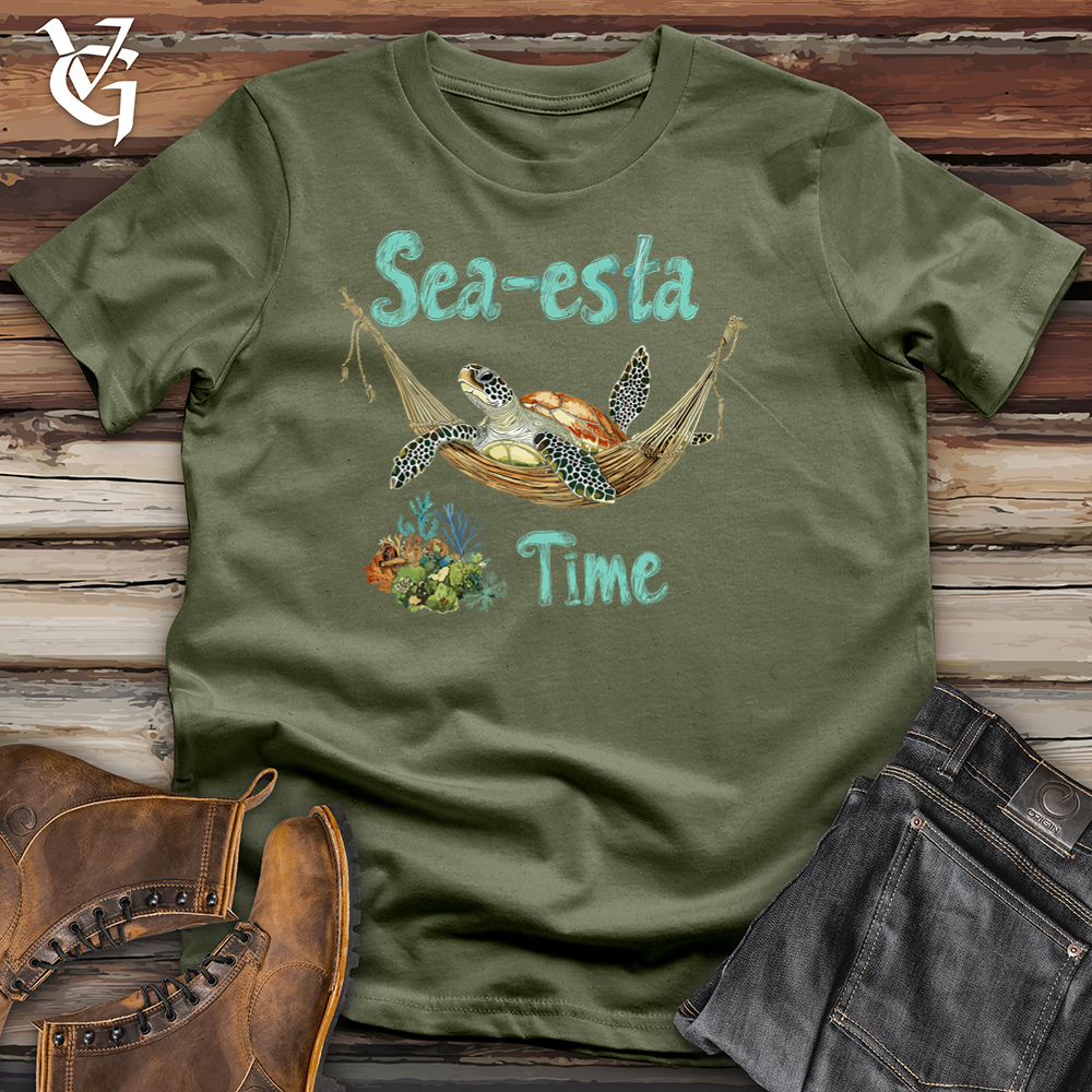 Viking Goods Sea-Esta Time Turtle Softstyle Tee Military Green / L