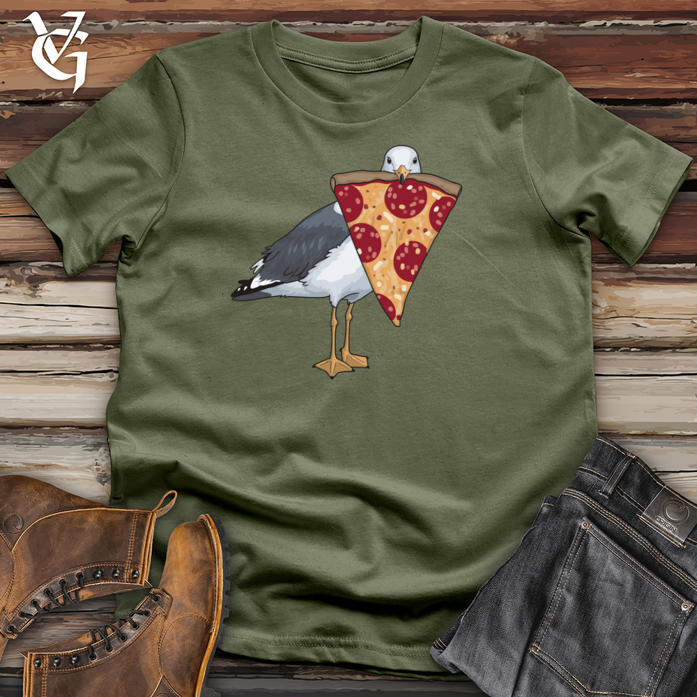 Viking Goods Seagull With Pizza Softstyle Tee Military Green / L