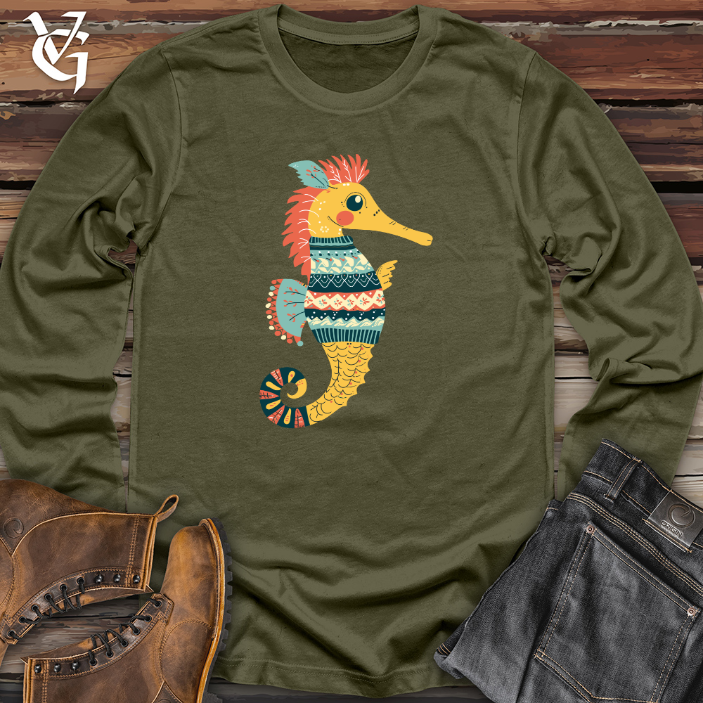 Viking Goods Seahorse Cozy Pattern Long Sleeve Military Green / L