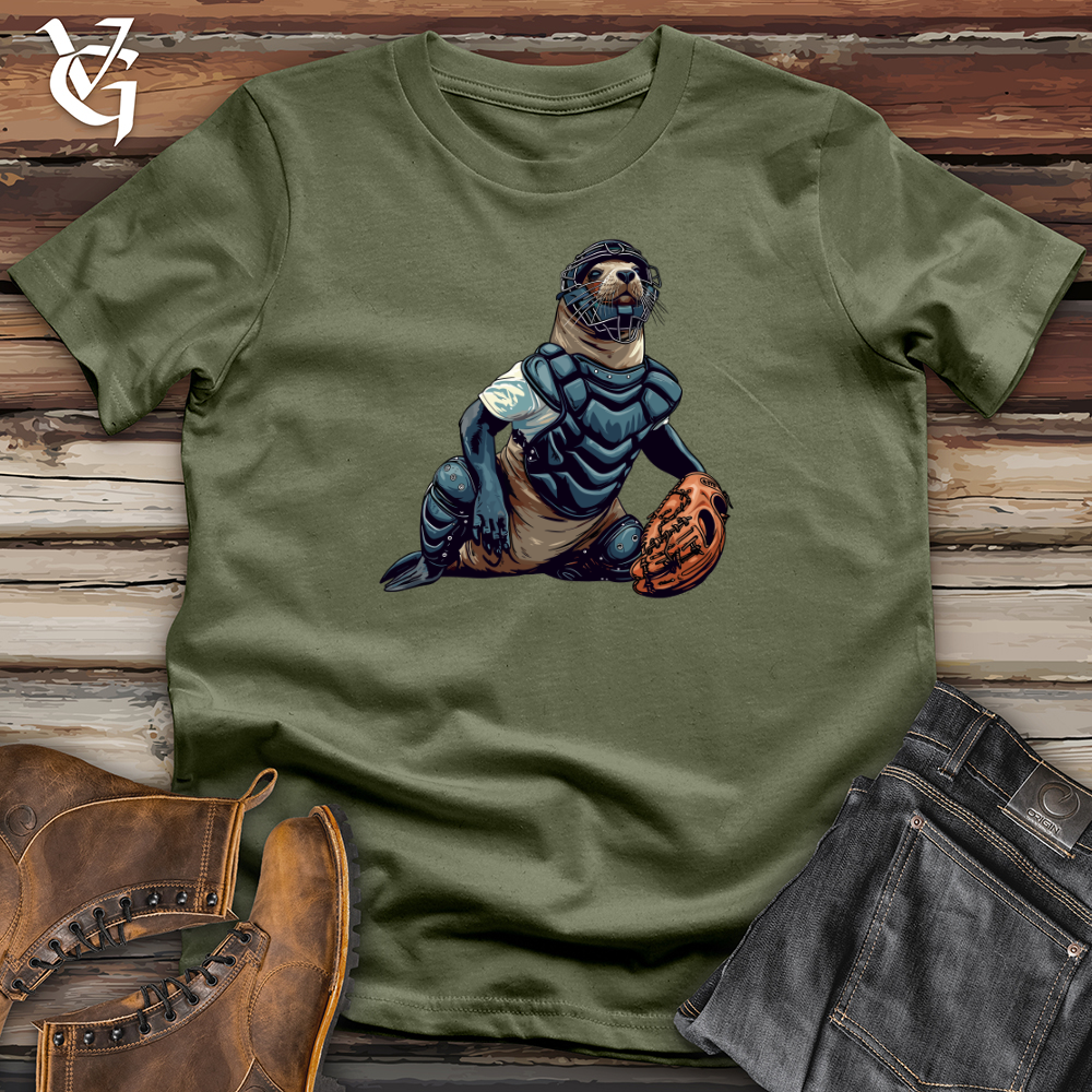 Viking Goods Seal Baseball Catcher Softstyle Tee Military Green / L