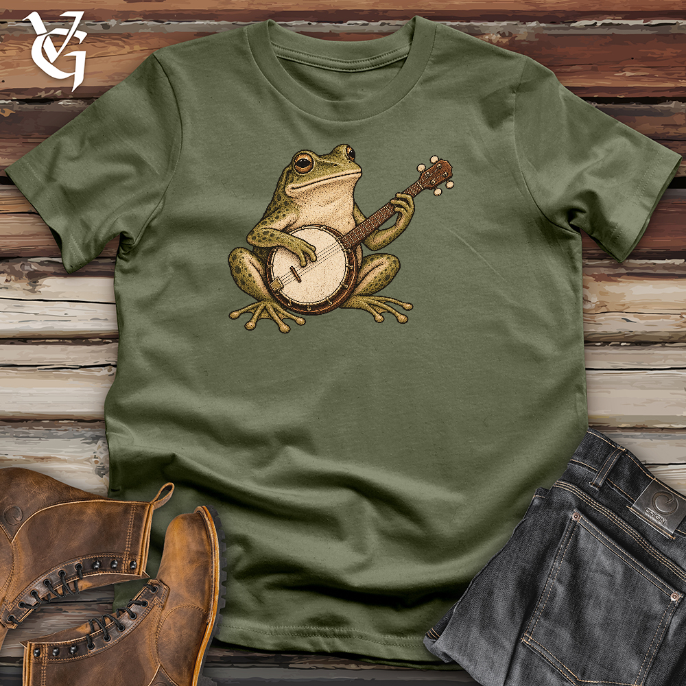 Viking Goods Serene Frog Banjo Player Softstyle Tee Military Green / L