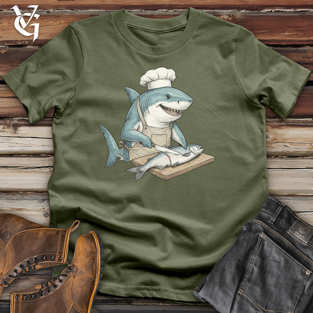 Viking Goods Shark Sushi Chef Tee Military Green / L
