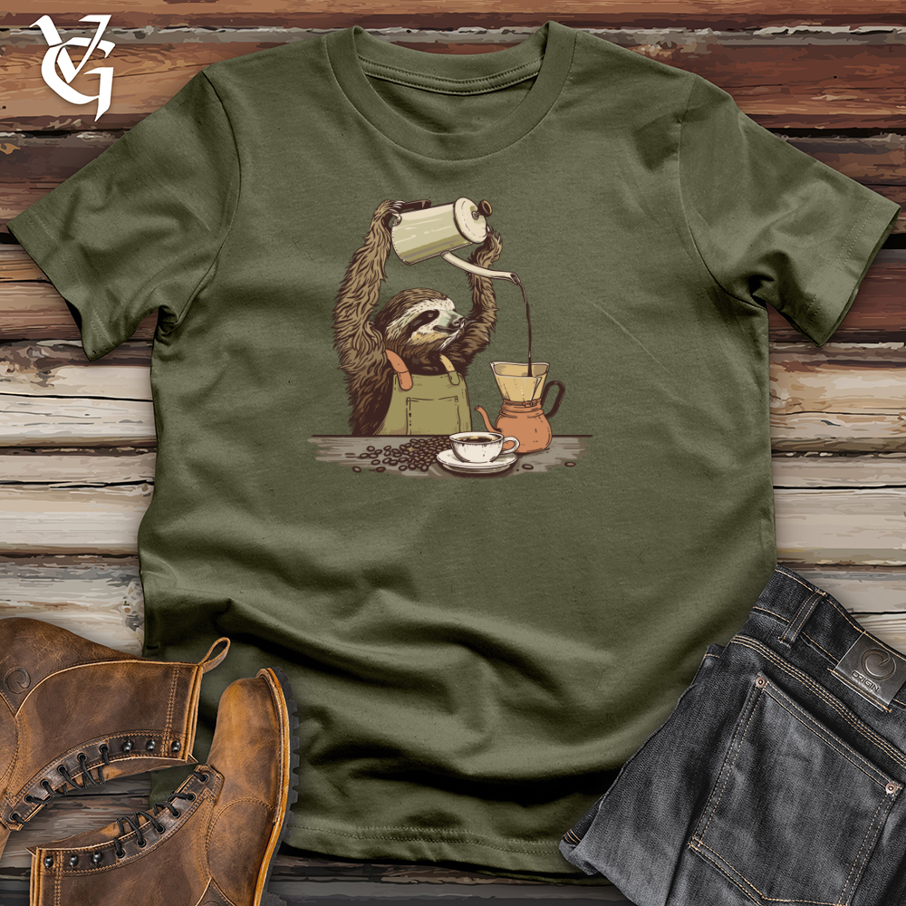 Viking Goods Sloth Barista Brew Cotton Tee Military Green / L