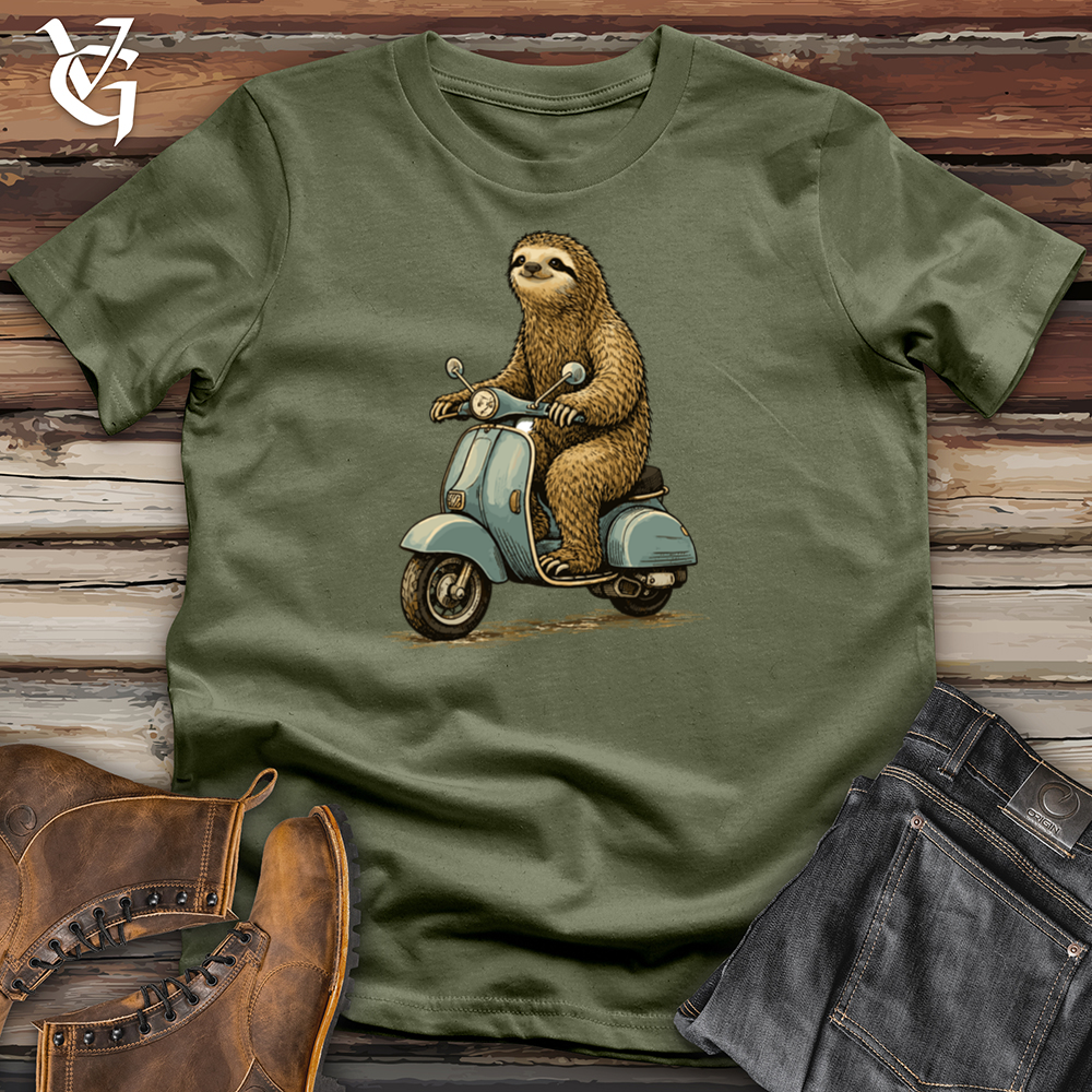 Viking Goods Sloth On A Scooter Tee Military Green / L