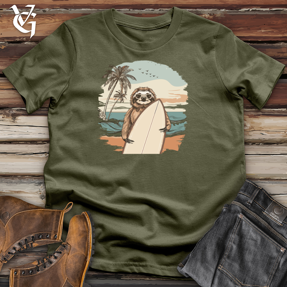 Viking Goods Sloth Surfer Serenity Cotton Tee Military Green / L