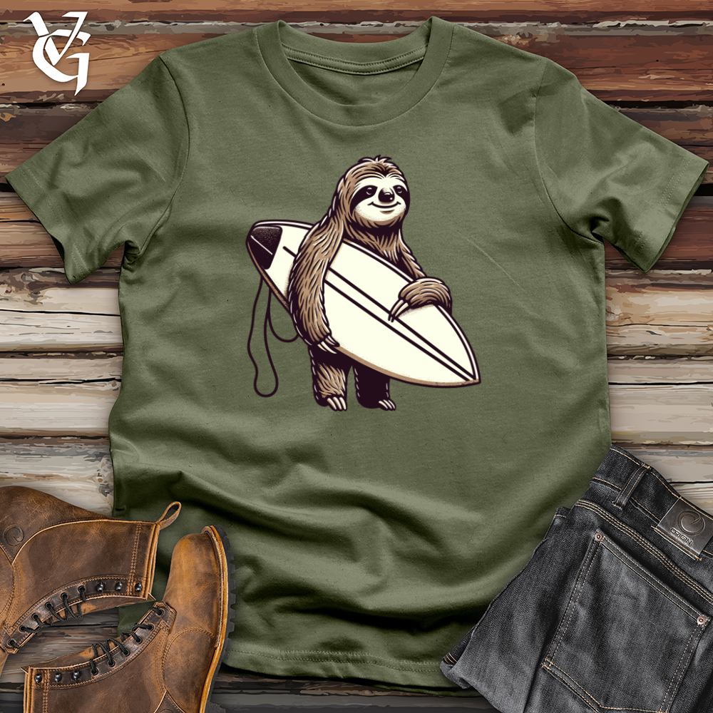 Viking Goods Sloth Surfer Softstyle Tee Military Green / L