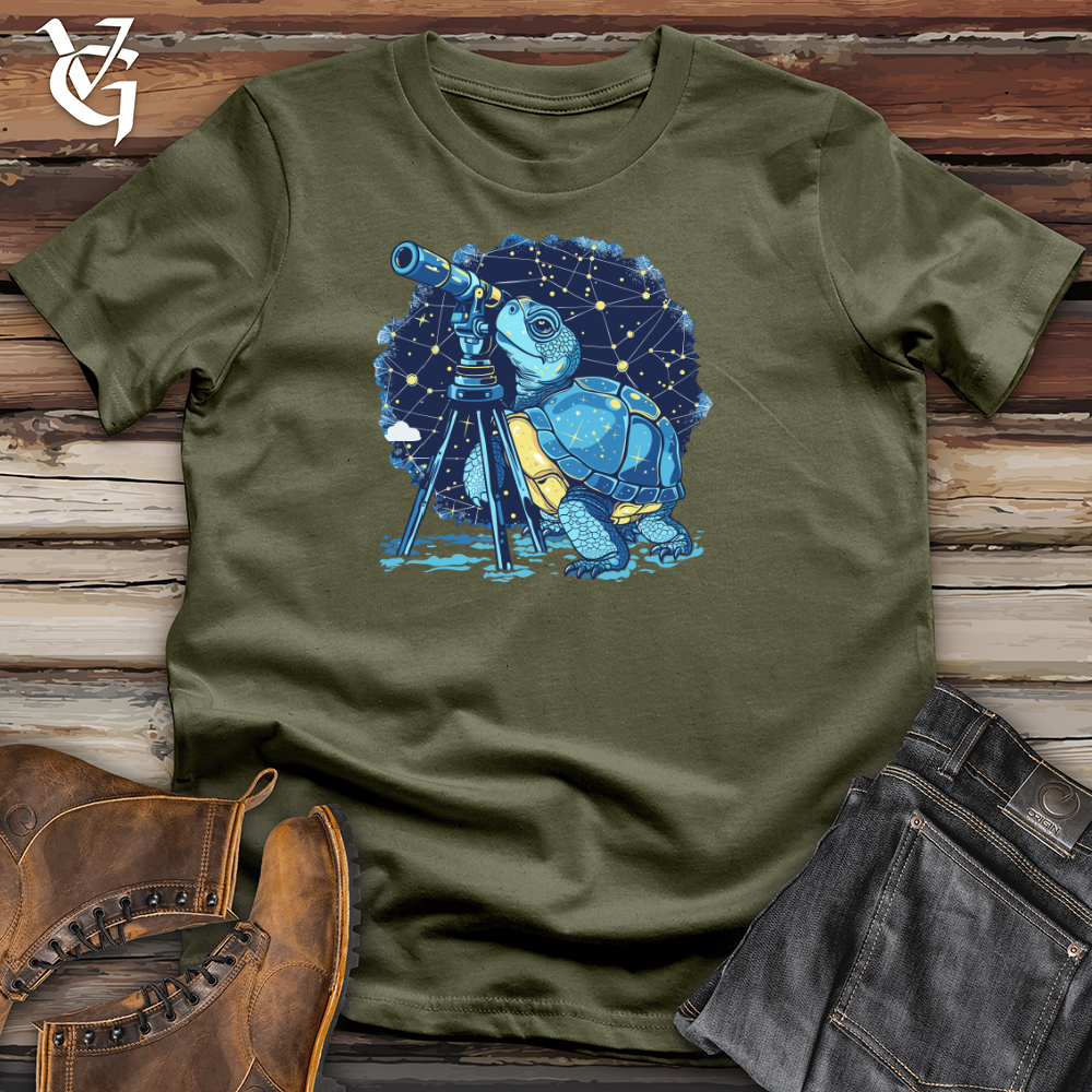 Viking Goods Stargazing Turtle Astronomer Cotton Tee Military Green / L