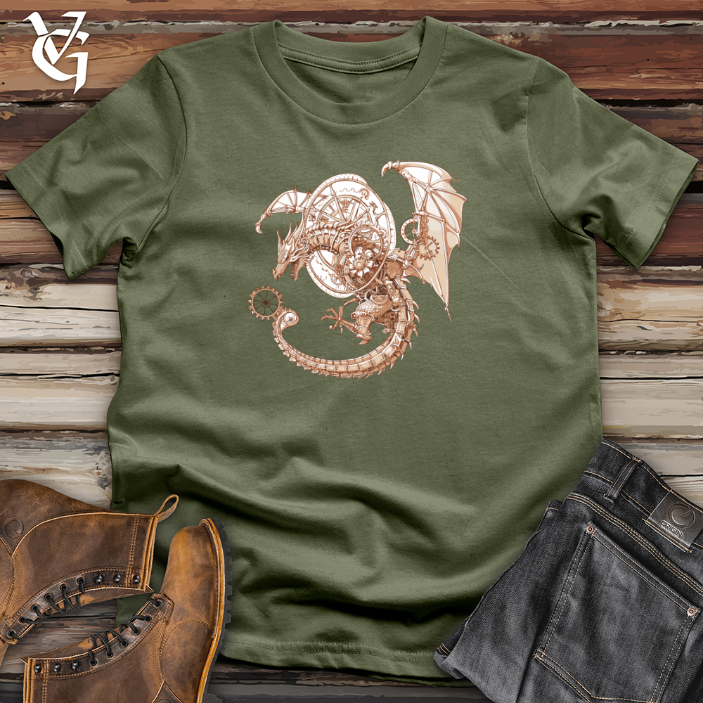 Viking Goods Steampunk Dragon Timepiece Softstyle Tee Military Green / L