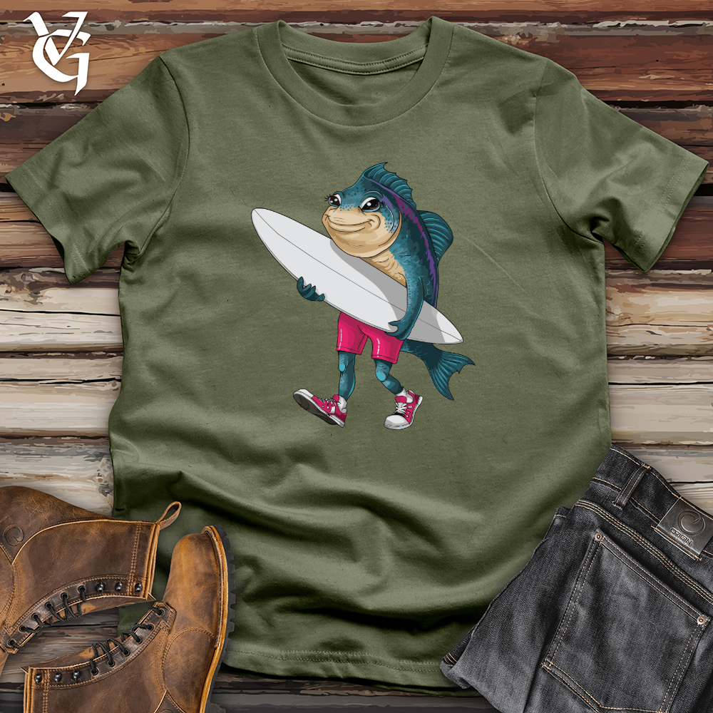 Viking Goods Surfing Fish Softstyle Tee Military Green / L