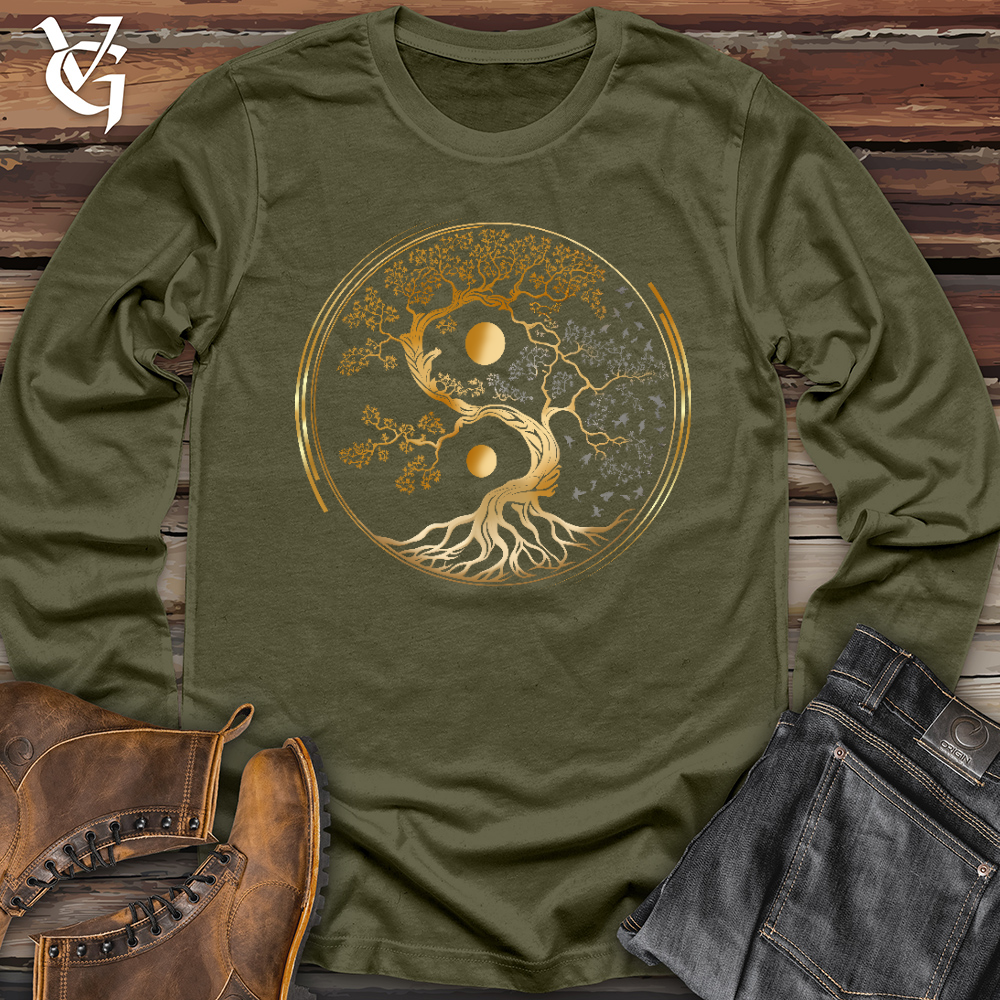 Viking Goods Tree Of Life Yin Yang Long Sleeve Military Green / L