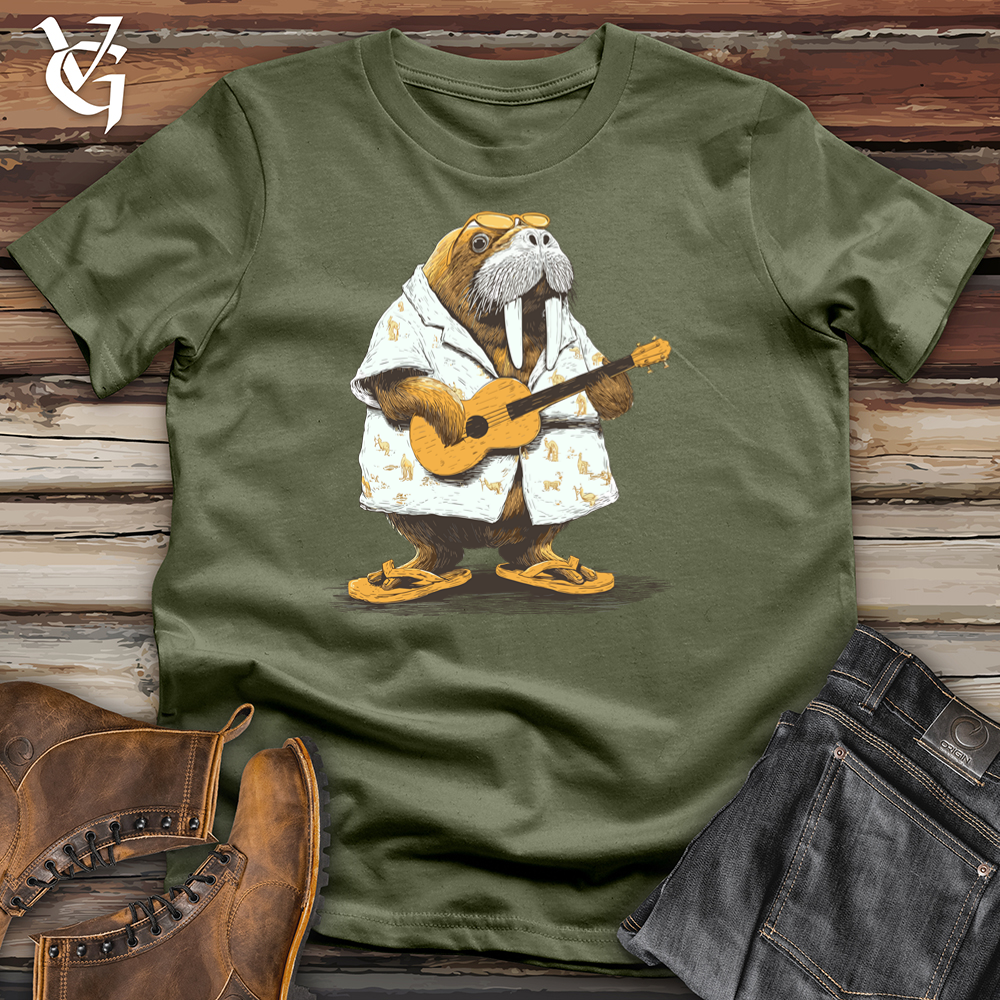 Viking Goods Tropic Walrus Guitarist Softstyle Tee Military Green / L
