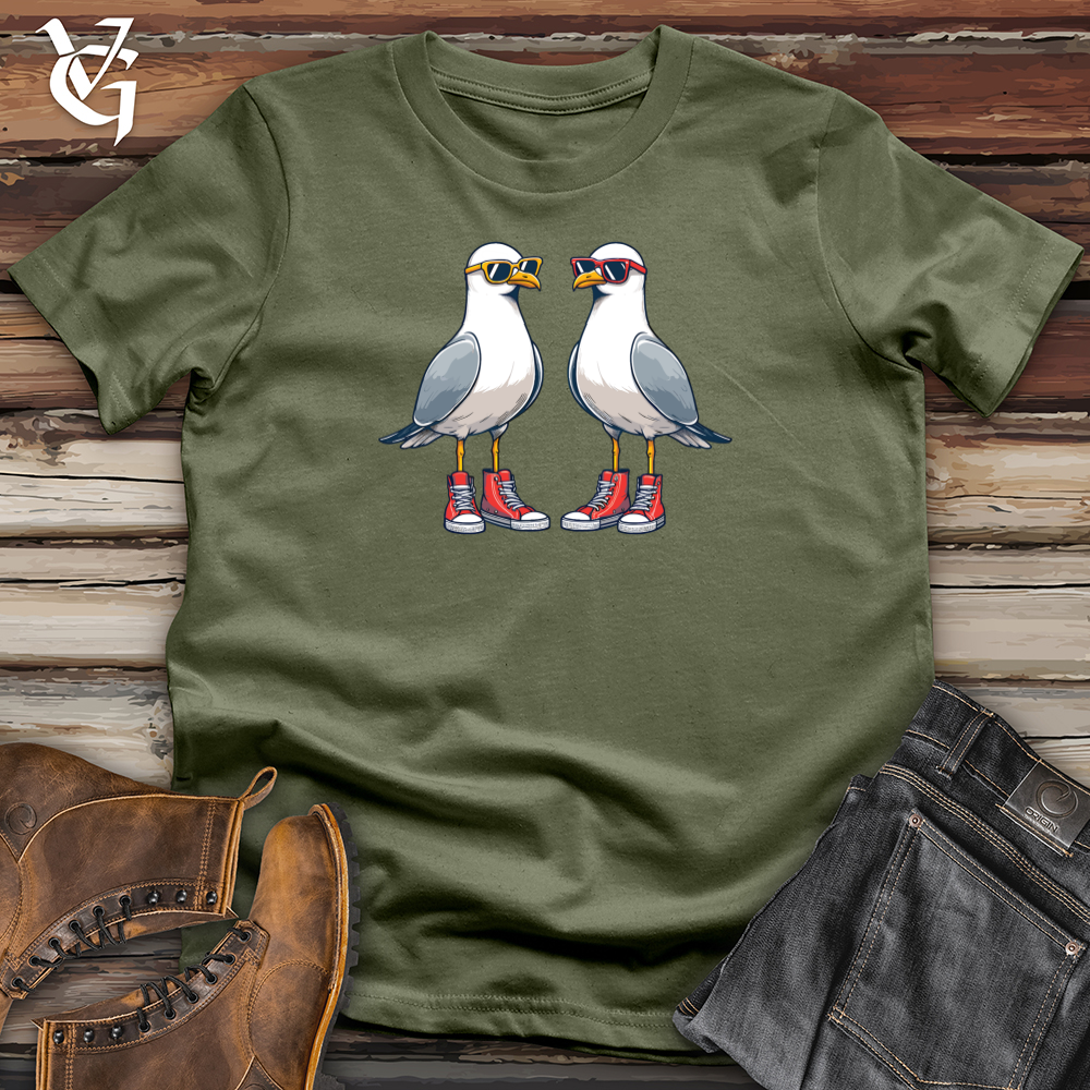 Viking Goods Two quirky Seagulls Softstyle Tee Military Green / L