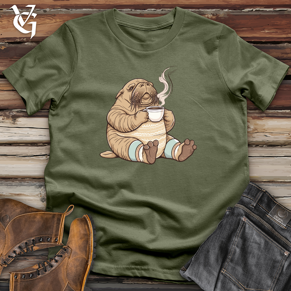 Viking Goods Walrus Cozy Brew Softstyle Tee Military Green / L