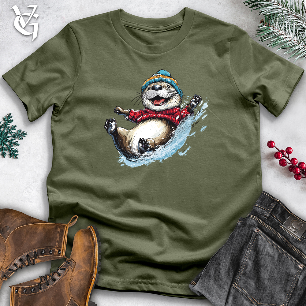 Viking Goods Winter Fun Otter Softstyle Tee Military Green / L