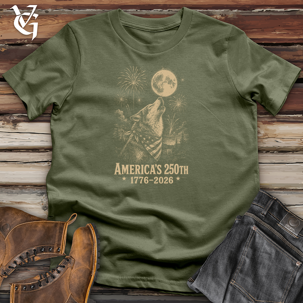 Viking Goods Wolf Howling Fireworks Tee Military Green / L