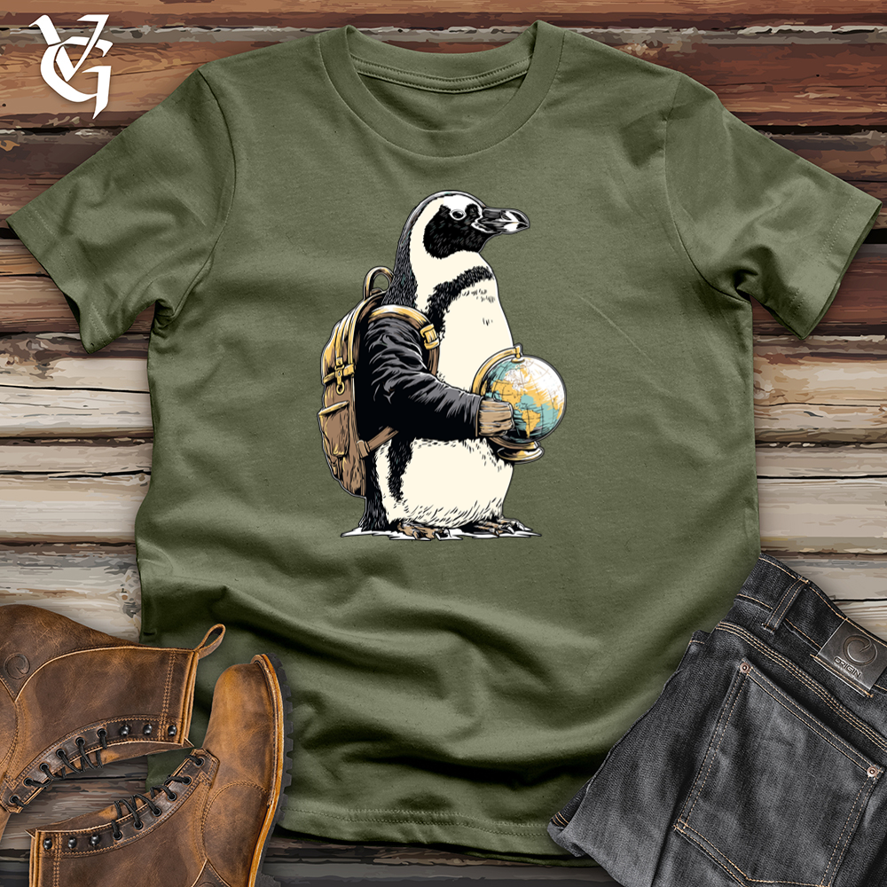 Viking Goods World Traveling Penguin Softstyle Tee Military Green / L