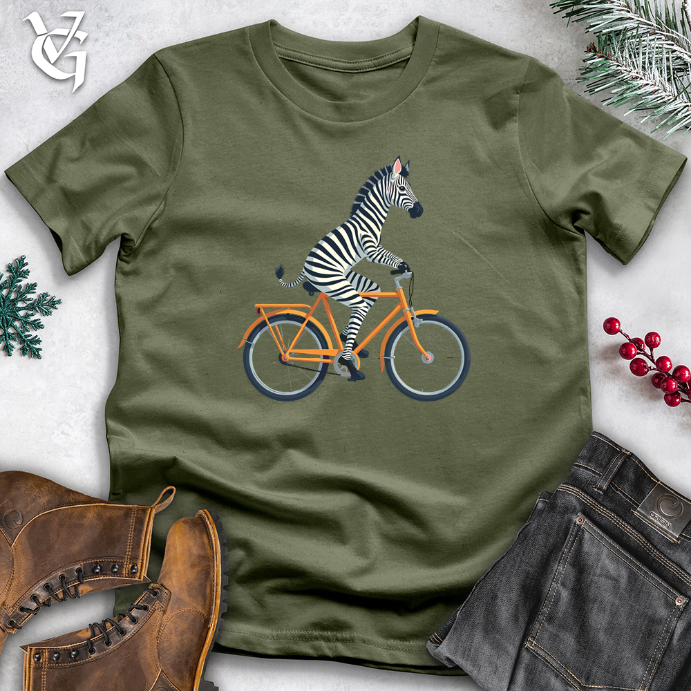 Viking Goods Zebra Riding Bicycle Softstyle Tee Military Green / L