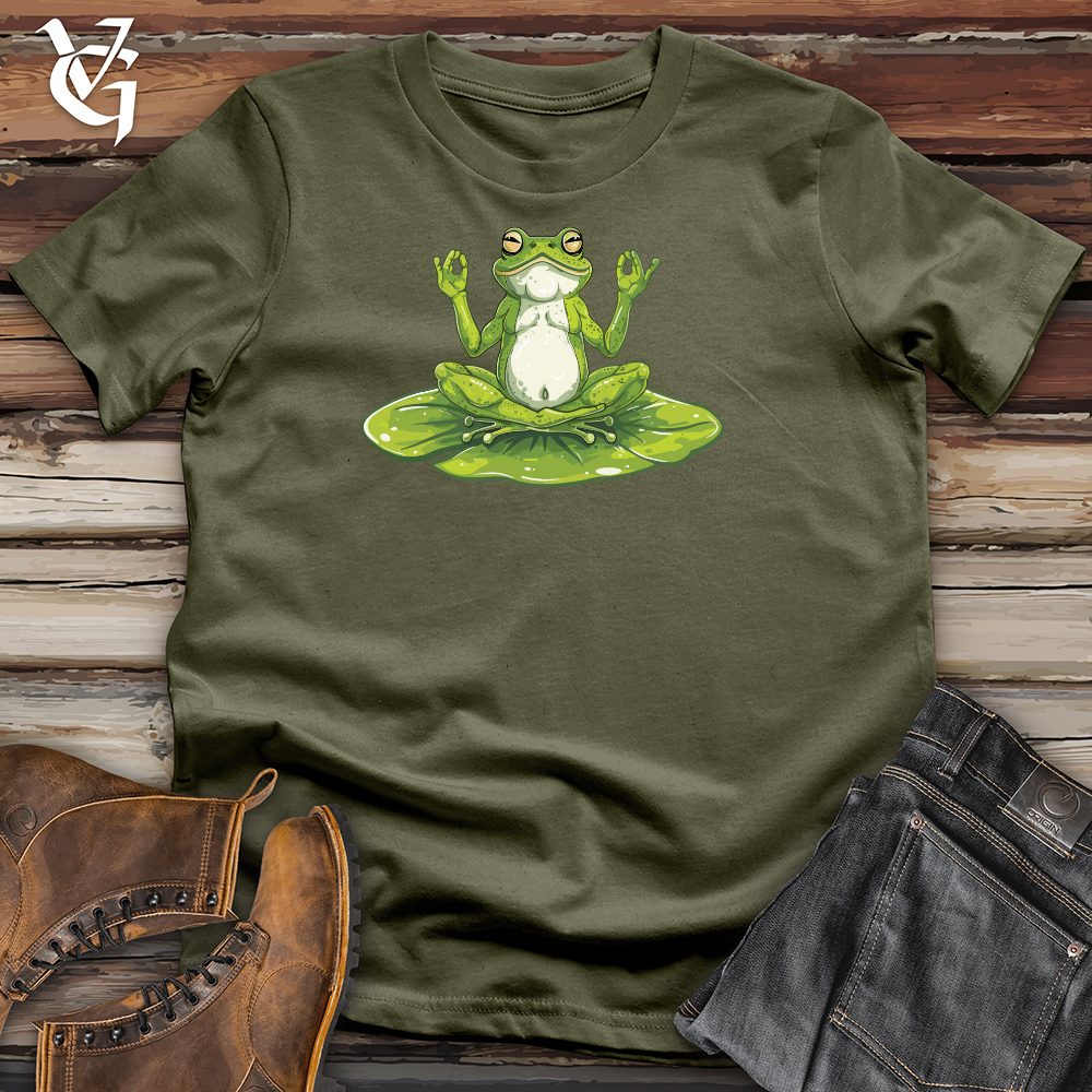 Viking Goods Zen Frog Yoga Cotton Tee Military Green / L