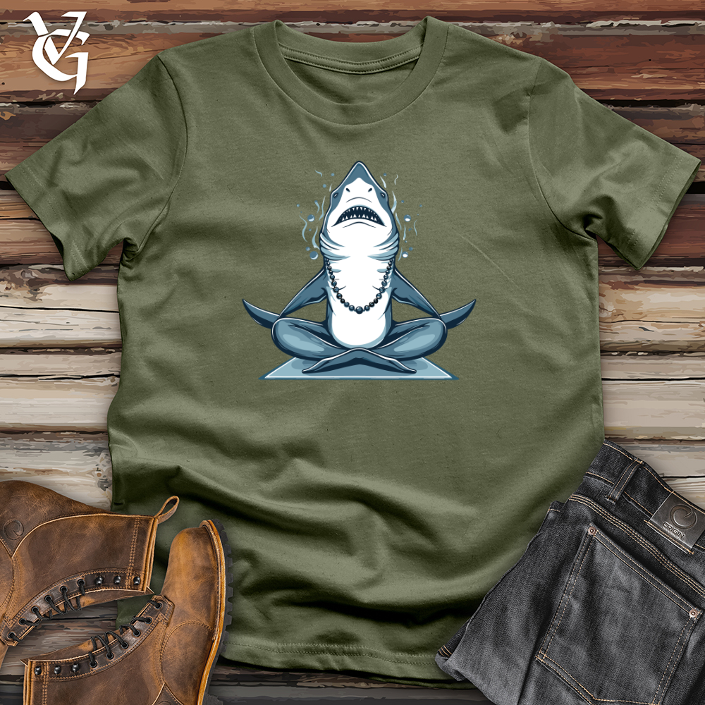 Viking Goods Zen Shark Meditation Softstyle Tee Military Green / L