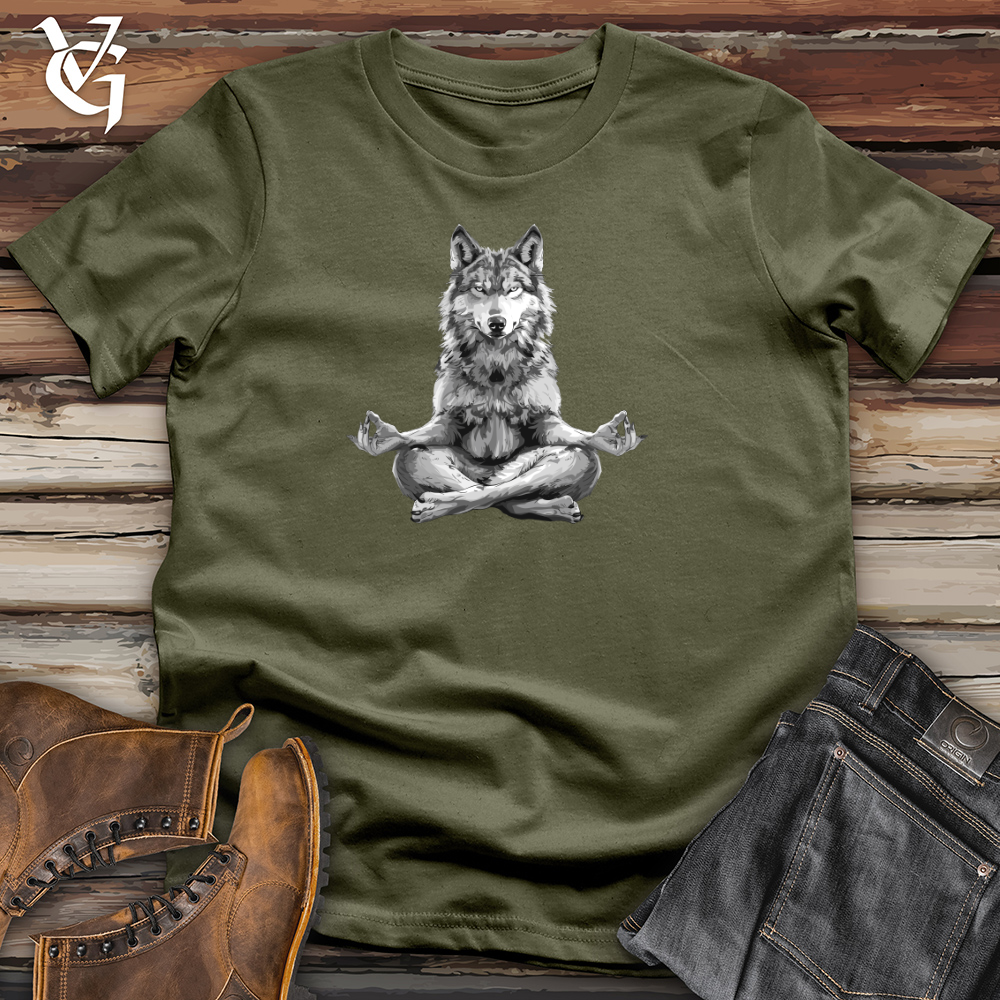 Viking Goods Zen Wolf Calm Cotton Tee Military Green / L