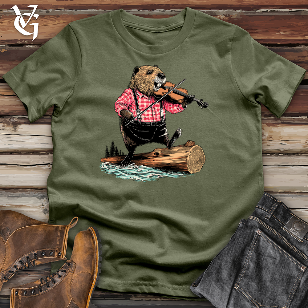 Viking Goods Beaver Playing Violin Softstyle Tee Military Green / S