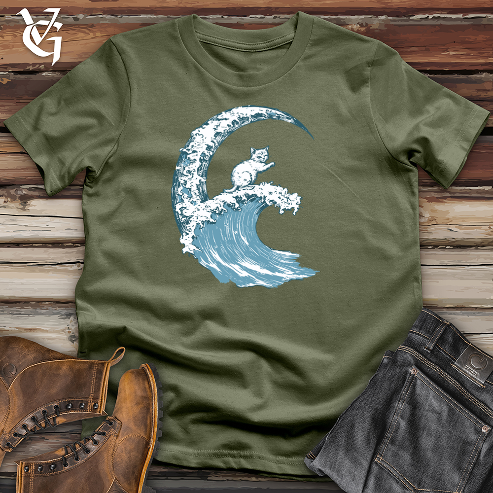 Viking Goods Cat Waves Softstyle Tee Military Green / S