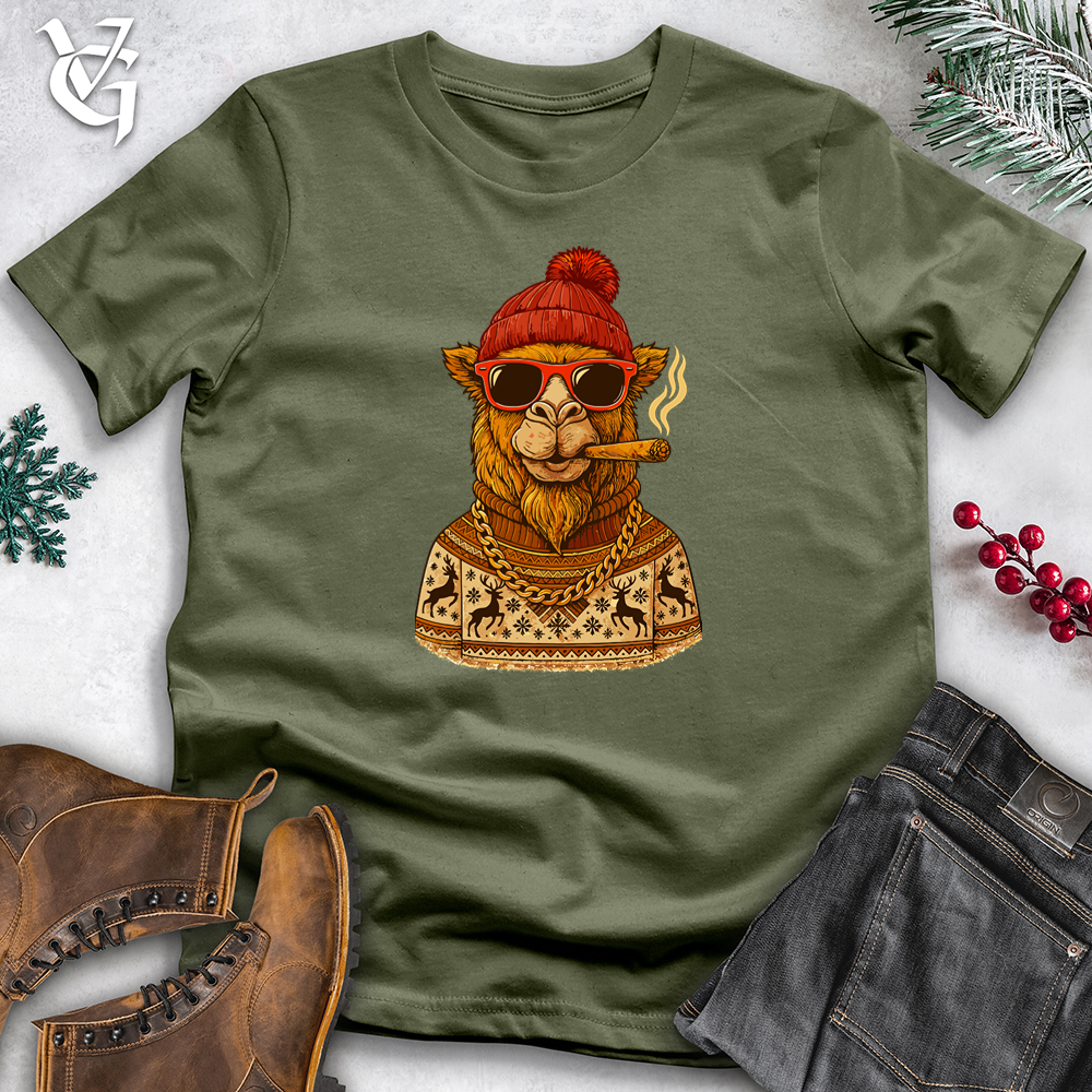 Viking Goods Christmas Llama King Softstyle Tee Military Green / S