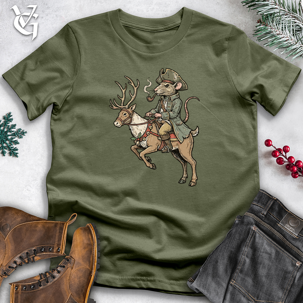 Viking Goods Christmas Pirat With Reindeer Softstyle Tee Military Green / S